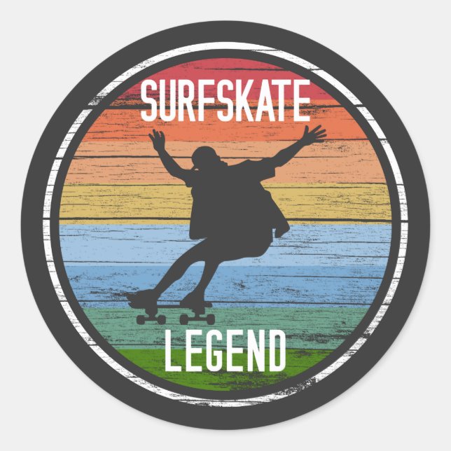 Retro Surfskate Legend T - Shirt Runder Aufkleber (Vorderseite)