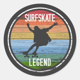Retro Surfskate Legend T - Shirt Runder Aufkleber