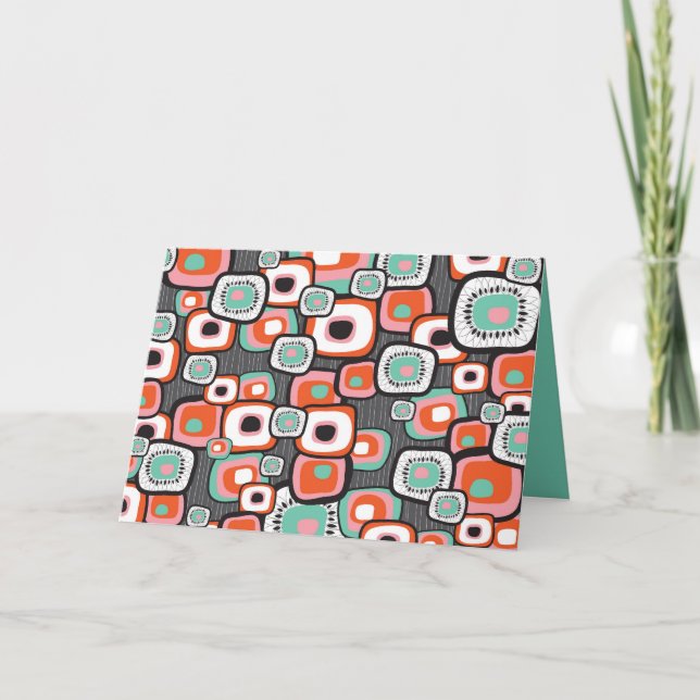 Retro Sushi Pink Blume Einzigartiges Quadrat Muste Dankeskarte (Vorderseite)