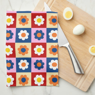 Retro Süß farbenfrohes Blumenmuster Geschirrtuch