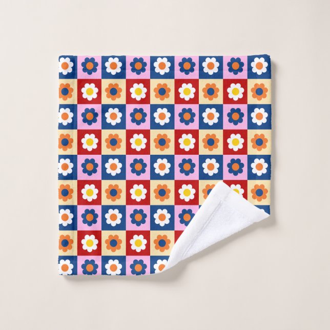 Retro Süß farbenfrohes Blumenmuster  Waschlappen (Waschlappen)
