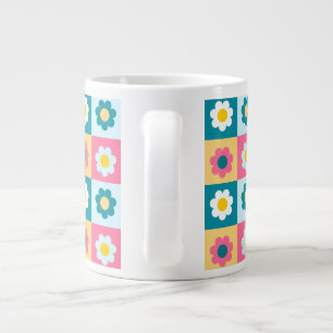 Retro Süß farbenfrohes Pastell-Blumenmuster Jumbo-Tasse