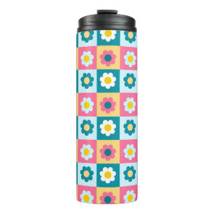 Retro Süß farbenfrohes Pastell-Blumenmuster Thermosbecher