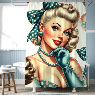 Retro Süß Klassische Pinup Duschvorhang