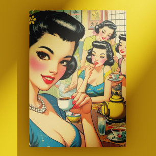 Retro süße asiatische Mädchenillustration Postkarte