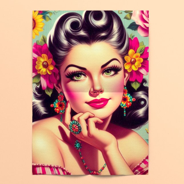 Retro Süße Blumen Pin Up Seidenpapier (Von Creator hochgeladen)