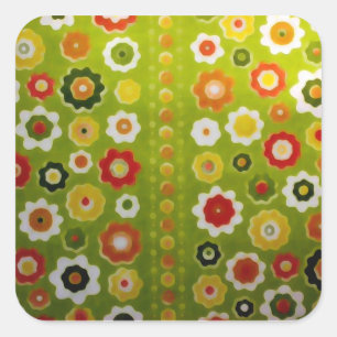 Retro Süße Blumenpower Tapete Quadratischer Aufkleber