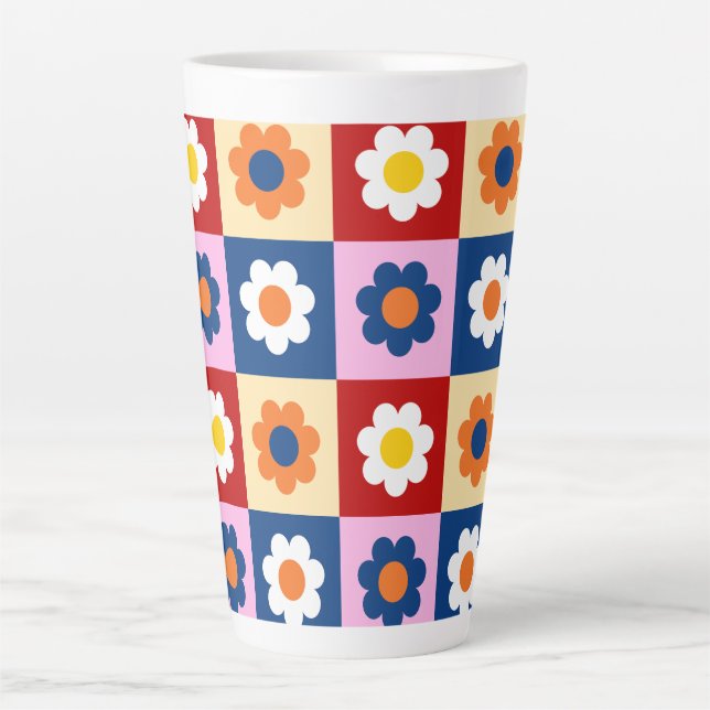 Retro Süße bunte Blumen Muster  Milchtasse (Vorderseite)