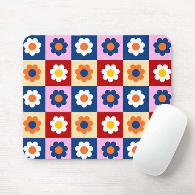 Retro Süße bunte Blumen Muster  Mousepad (Mit Mouse)