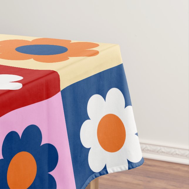 Retro Süße bunte Blumen Muster  Tischdecke (Beispiel)