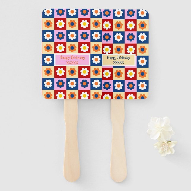 Retro Süße bunte Pastell-Blumen-Muster  Fächer (Vorne und Hinten)