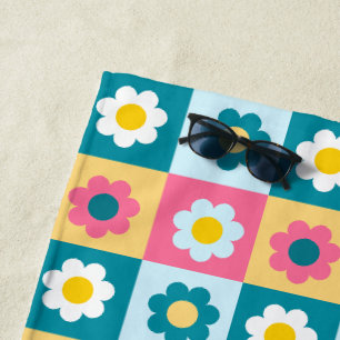 Retro Süße bunte Pastell-Blumen-Muster Strandtuch