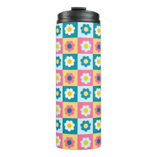 Retro Süße bunte Pastell-Blumen-Muster Thermosbecher