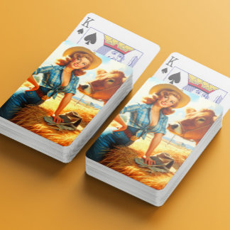 Retro süße Cowgirl Pin-up Spielkarten