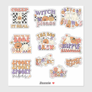 Retro Süße Geister Halloween Aufkleber Pack