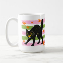 Retro süße Halloween-Schwarze Katze mit Streifen u