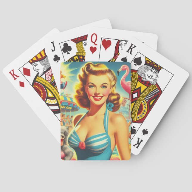 Retro Süße Kitsch Mädchen Spielkarten (Rückseite)