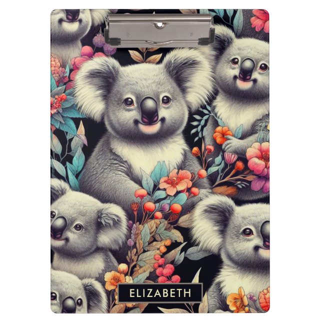 Retro süße Koala-Malerei Klemmbrett (Vorderseite)