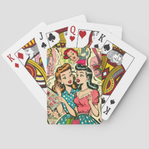 Retro süße Mädchen-Comics Spielkarten
