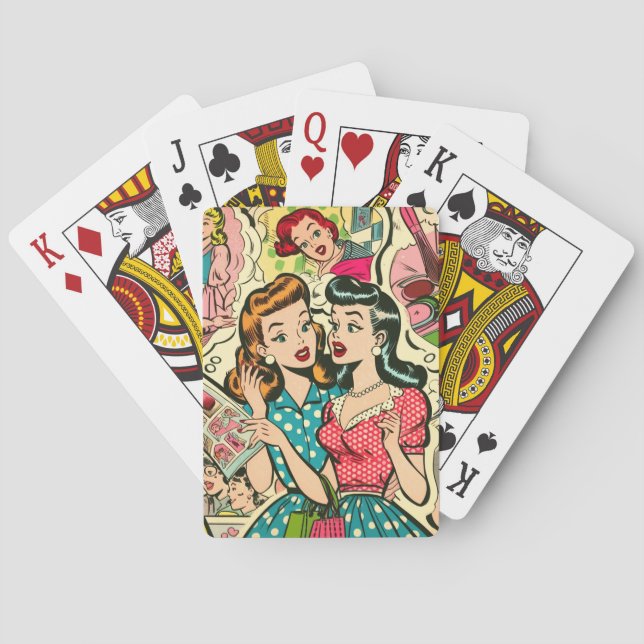 Retro süße Mädchen-Comics Spielkarten (Rückseite)