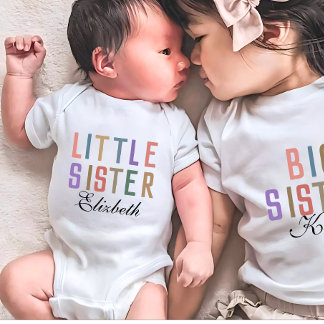 Retro Süße passende kleine Schwester Baby Strampler