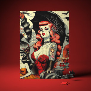 Retro Süße Tätowierte Goth Mädchen Puzzle