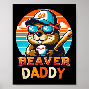 Retro Süßer Biber Daddy Bysebyll Vintage Tier Sp Poster