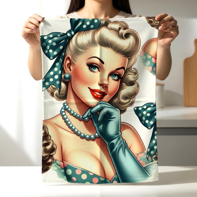 Retro Süßer Klassischer Pinup Geschirrtuch (Von Creator hochgeladen)