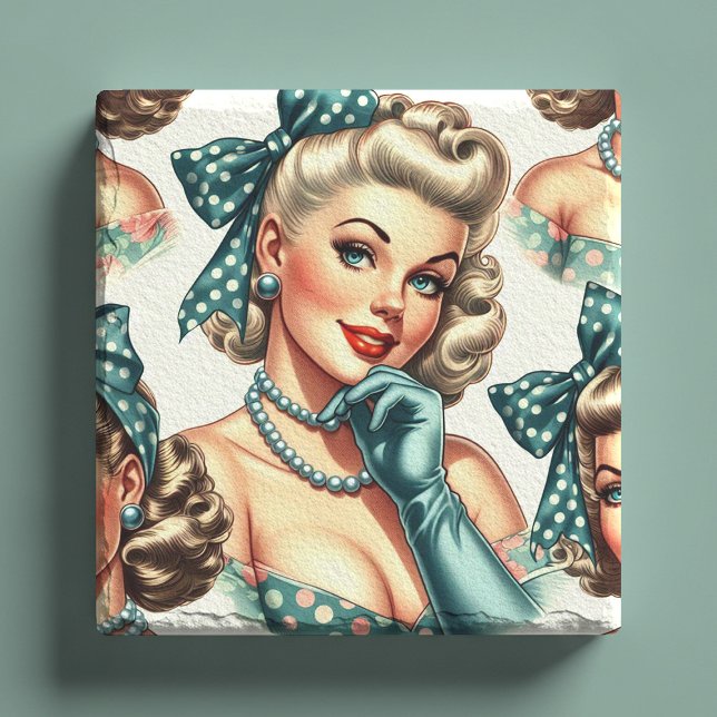 Retro Süßer Klassischer Pinup Steinuntersetzer (Von Creator hochgeladen)
