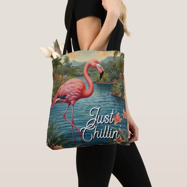 Retro süßer rosa Flamingo tropisches Paradies   (Von Nahem)