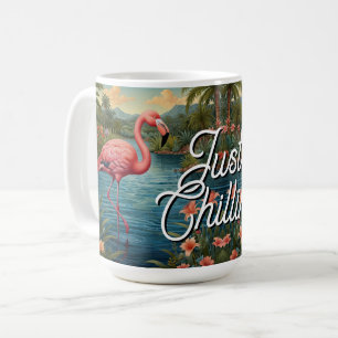 Retro süßer rosa Flamingo tropisches Paradies Kaffeetasse