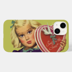 Retro Süßer Valentinstag, Mädchen mit Pralinen Case-Mate iPhone 14 Hülle