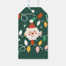 Retro Süßer Weihnachtsmann mit Lichterkette Grün