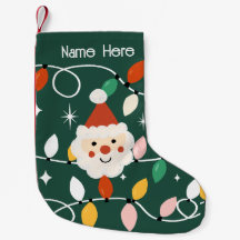 Retro Süßer Weihnachtsmann mit Lichterkette Grün