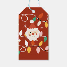 Retro Süßer Weihnachtsmann mit Lichterkette Rot