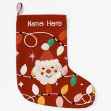 Retro Süßer Weihnachtsmann mit Lichterkette Rot