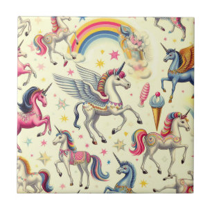 Retro süßes Einhorn-Muster Fliese