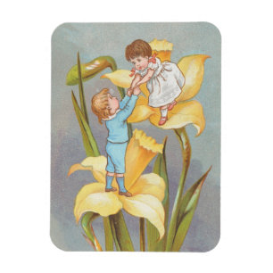 Retro Süßes Süßes Valentinstag, Kinder und Narziss Magnet