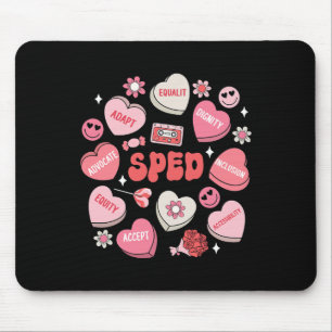 Retro-Süßigkeiten-Herz-Sonderschul-Lehrer V Mousepad