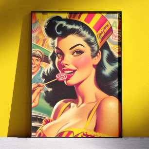 Retro-Süßigkeiten Mädchen Poster
