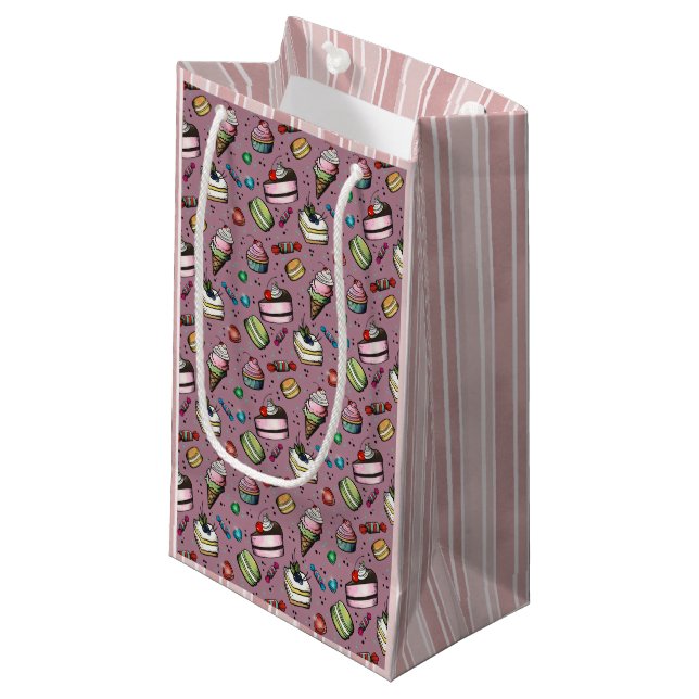 Retro-Süßigkeiten - Rosa Kleine Geschenktüte (Vorderseite Schrägansicht)