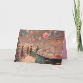 Retro-Süßigkeitenladen während der Weihnachtsfeier Karte