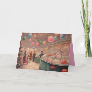 Retro-Süßigkeitenladen während der Weihnachtsfeier Karte
