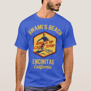 Retro Swamis Beach Encinitas California Gold Text  T-Shirt