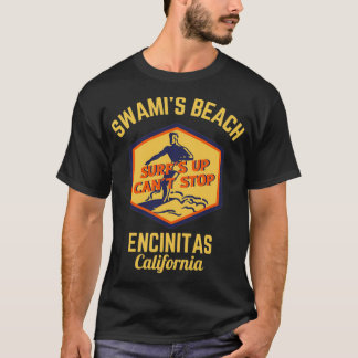 Retro Swamis Beach Encinitas Kalifornien Gold Text T-Shirt