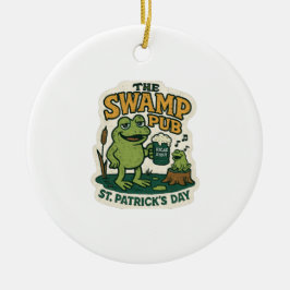 Retro Swamp Pub Frog St.Patrick's Day Keramik Ornament