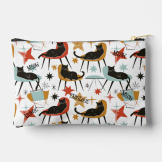 Retro Swanky Black Cat in Atomic MCM Accessory Bag Zubehörtasche