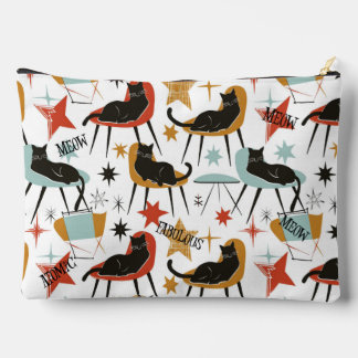 Retro Swanky Black Cat in Atomic MCM Accessory Bag Zubehörtasche