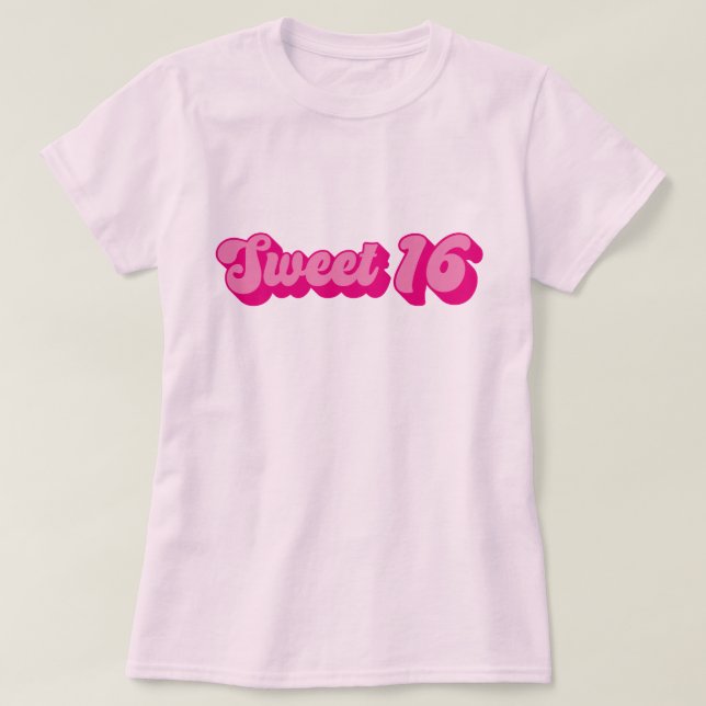 Retro Sweet 16 in Hot Pink T-Shirt (Design vorne)
