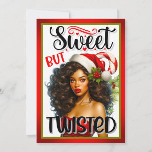 Retro Sweet but Twisted Christmas Pinup Dankeskarte